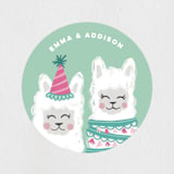 "PALpaca" - Children's Birthday Party Stickers in Aqua by Jessie Steury - In Use