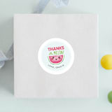 "One In A Melon" - Children's Birthday Party Stickers in Watermelon by Itsy Belle Studio - Front