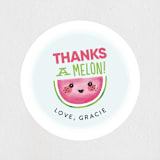"One In A Melon" - Children's Birthday Party Stickers in Watermelon by Itsy Belle Studio - In Use
