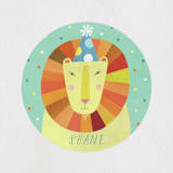 "Party Lion" - Children's Birthday Party Stickers in Mint by melanie mikecz - Front