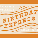 "The Birthday Express" - Children's Birthday Party Stickers in Sunset by Shiny Penny Studio - In Use