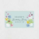 "Disney's Alice in Wonderland in the Flower Garden" - Children's Birthday Party Stickers in Aqua by Becky Nimoy - In Use