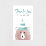 "Woodland" - Children's Birthday Party Stickers in Turquoise by Kampai Designs - Front
