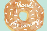 "Donut Miss The Party" - Children's Birthday Party Stickers in Blue Sky by Shiny Penny Studio - In Use