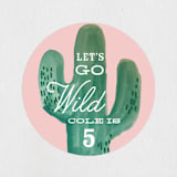 "Wild Cactus" - Children's Birthday Party Stickers in Blush by Baumbirdy - Front