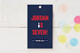 "Bowling birthday party" - Children's Birthday Party Favor Tags in Blue Slate by Anupama - Front
