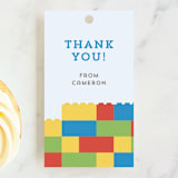 "Master Builders Party" - Children's Birthday Party Favor Tags in Cobalt by Belia Simm - Front
