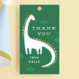 "Dinotastic" - Children's Birthday Party Favor Tags in Palm by Laura Hankins - Front