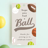 "Have a Ball" - Children's Birthday Party Favor Tags in Fudge by Alethea and Ruth - Front