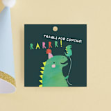 "Dinosaur Balloon" - Children's Birthday Party Favor Tags in Teal by Lori Wemple - Front