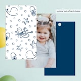 "Aquatic Doodles" - Children's Birthday Party Favor Tags in Ocean by Lehan Veenker - Back of Card Options