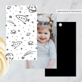 "Cosmic Doodles" - Children's Birthday Party Favor Tags in Ivory by Lehan Veenker - Back of Card Options