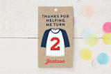 "Little Slugger" - Children's Birthday Party Favor Tags in Patriotic by One Swell Studio - Front