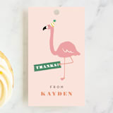 "Let's flamingle!" - Children's Birthday Party Favor Tags in Cotton Candy by Jennifer Wick - Front