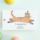 "Pawty Cat" - Children's Birthday Party Favor Tags in Apricot by Everett Paper Goods - Front
