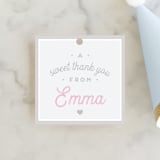 "Macaron Parlor" - Children's Birthday Party Favor Tags in Mist by Jennifer Lew - Front