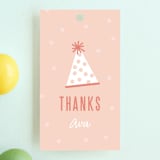 "Pizza Party Hat" - Children's Birthday Party Favor Tags in Coral by Lauren Chism - Front