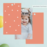 "Pizza Party Hat" - Children's Birthday Party Favor Tags in Coral by Lauren Chism - Back of Card Options