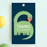 "Arched Dinosaur" - Children's Birthday Party Favor Tags in Leaf by Kacey Kendrick Wagner - Front