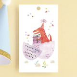 "Party Dinos" - Children's Birthday Party Favor Tags in Forest by Sarah Knight - Front