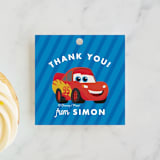 "Disney and Pixar's Cars Kachow" - Children's Birthday Party Favor Tags in Sky by Carly Reed Walker - Front