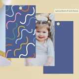 "Tumbling Party" - Children's Birthday Party Favor Tags in Blueberry by Kelly Watkins - Back of Card Options