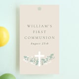 "Classic Communion Wreath" - Children's Birthday Party Favor Tags in Sand by Robert and Stella - Front