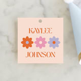 "Checked" - Children's Birthday Party Favor Tags in Bubblegum by Jenna Holcomb - Front