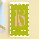 "wavy frame" - Children's Birthday Party Favor Tags in Key Lime by Baumbirdy - Front