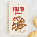 "Disney and Pixar's Cowboy Friends" - Children's Birthday Party Favor Tags in Vanilla by Jessie Steury - Front