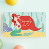 "Disney's Ariel Under The Sea" - Children's Birthday Party Favor Tags in Aquamarine by Sabrin Deirani - Front