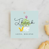 "Disney's Alice in Wonderland in the Flower Garden" - Children's Birthday Party Favor Tags in Aqua by Becky Nimoy - Front