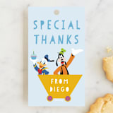 "Disney Mickey & Friends Birthday Train" - Children's Birthday Party Favor Tags in Sky by Madhvi Samimi - Front
