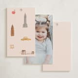 "Painted NYC" - Children's Birthday Party Favor Tags in Petal by Teju Reval - Back of Card Options