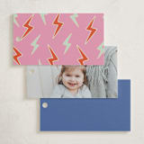 "Retro16" - Children's Birthday Party Favor Tags in Groovy Blues by Vera Lim - Back of Card Options