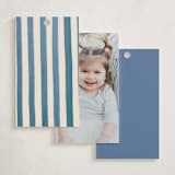 "Painted Stripes" - Children's Birthday Party Favor Tags in Sky by Teju Reval - Back of Card Options