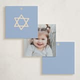 "Framed Star of David" - Children's Birthday Party Favor Tags in Sky by Stephanie Heinrich Godbout - Back of Card Options