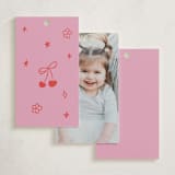 "Dancing Queen" - Children's Birthday Party Favor Tags in Pretty in Pink by Helena Vitto - Back of Card Options