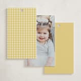 "Scalloped Gingham" - Children's Birthday Party Favor Tags in Lemonade by Brianne Larsen - Back of Card Options