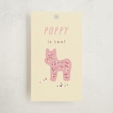 "Animal Cracker Parade" - Children's Birthday Party Favor Tags in Pink Sugar by Jennifer Postorino - Front