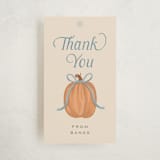 "Pumpkins + Bows" - Children's Birthday Party Favor Tags in Cornflower by Laura Hankins - Front