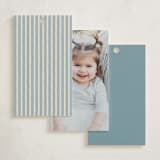 "Pumpkins + Bows" - Children's Birthday Party Favor Tags in Cornflower by Laura Hankins - Back of Card Options