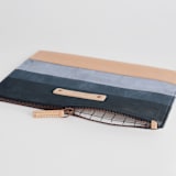 "skybound" - Casual Clutch in Lake by Sara Hicks Malone - Zipper Detail