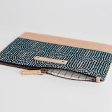 "Modern Showers" - Casual Clutch in Navy by Jenna Holcomb - Zipper Detail
