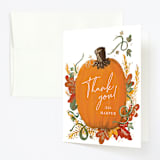 "Pumpkin Patch" - Children's Birthday Party Thank You Cards in Pumpkin by Corie Page - Front