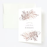 "Floral ONE" - Children's Birthday Party Thank You Cards in Rose Gold by Phrosné Barwood - Front