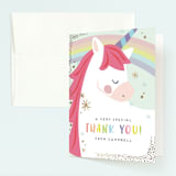 "unicorno" - Children's Birthday Party Thank You Cards in Bubblegum by peetie design - Front