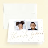 "Confetti Script" - Children's Birthday Party Thank You Cards in Cotton by Jessie Steury - Front