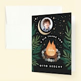 "Bonfire" - Children's Birthday Party Thank You Cards in Onyx by Alethea and Ruth - Front