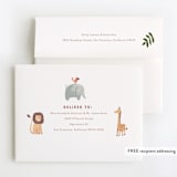 "Safari Cake" - Children's Birthday Party Thank You Cards in Cream by Teju Reval - FREE Recipient Addressing